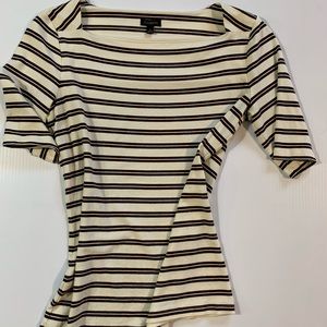 Talbots knit shirt Cream with brown stripes Size Small